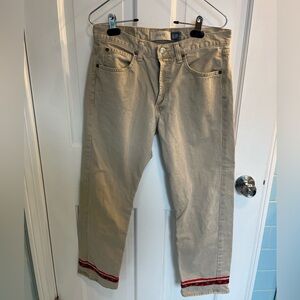 Vintage Gap Boy Fit Blue Jean Khaki Pants Size 6 with Embellished Boho Cuff